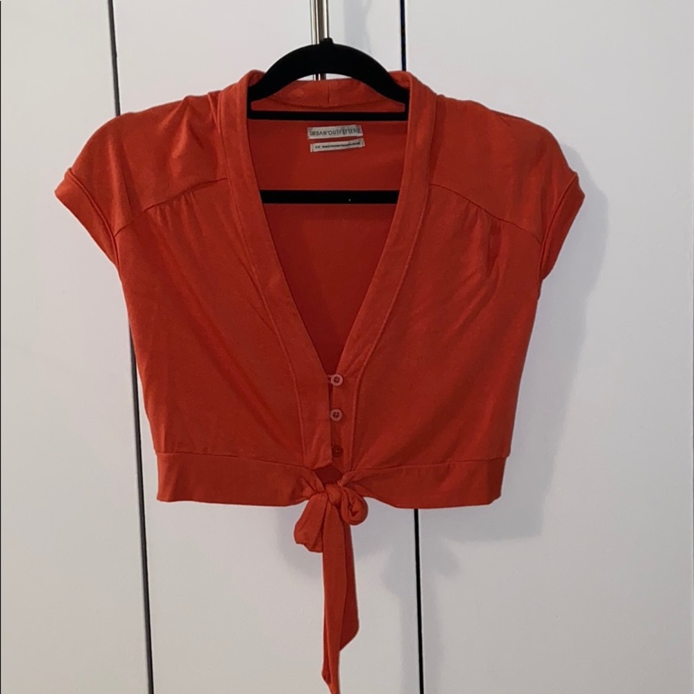Orange Crop Top with Front Tie